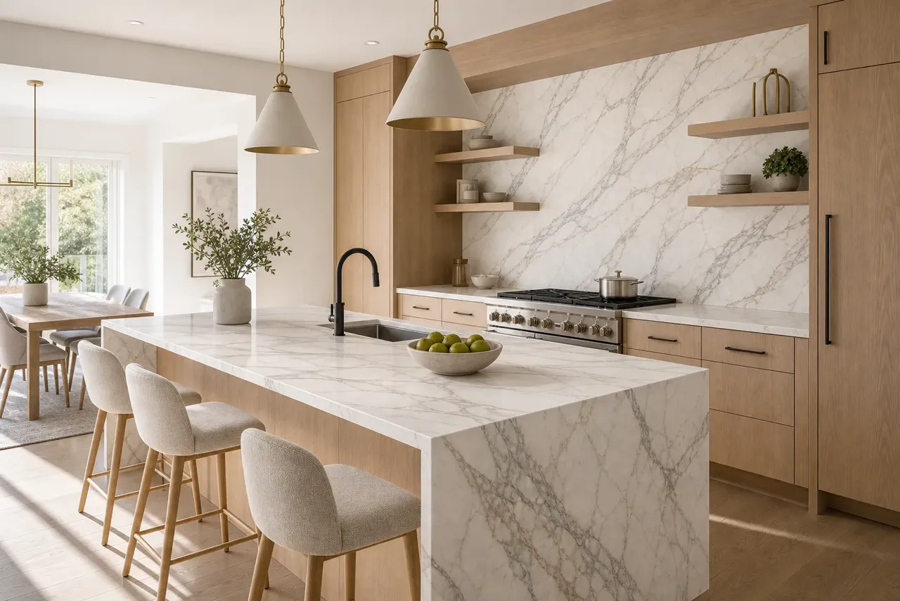 Calacatta Ombra Full-Height Kitchen