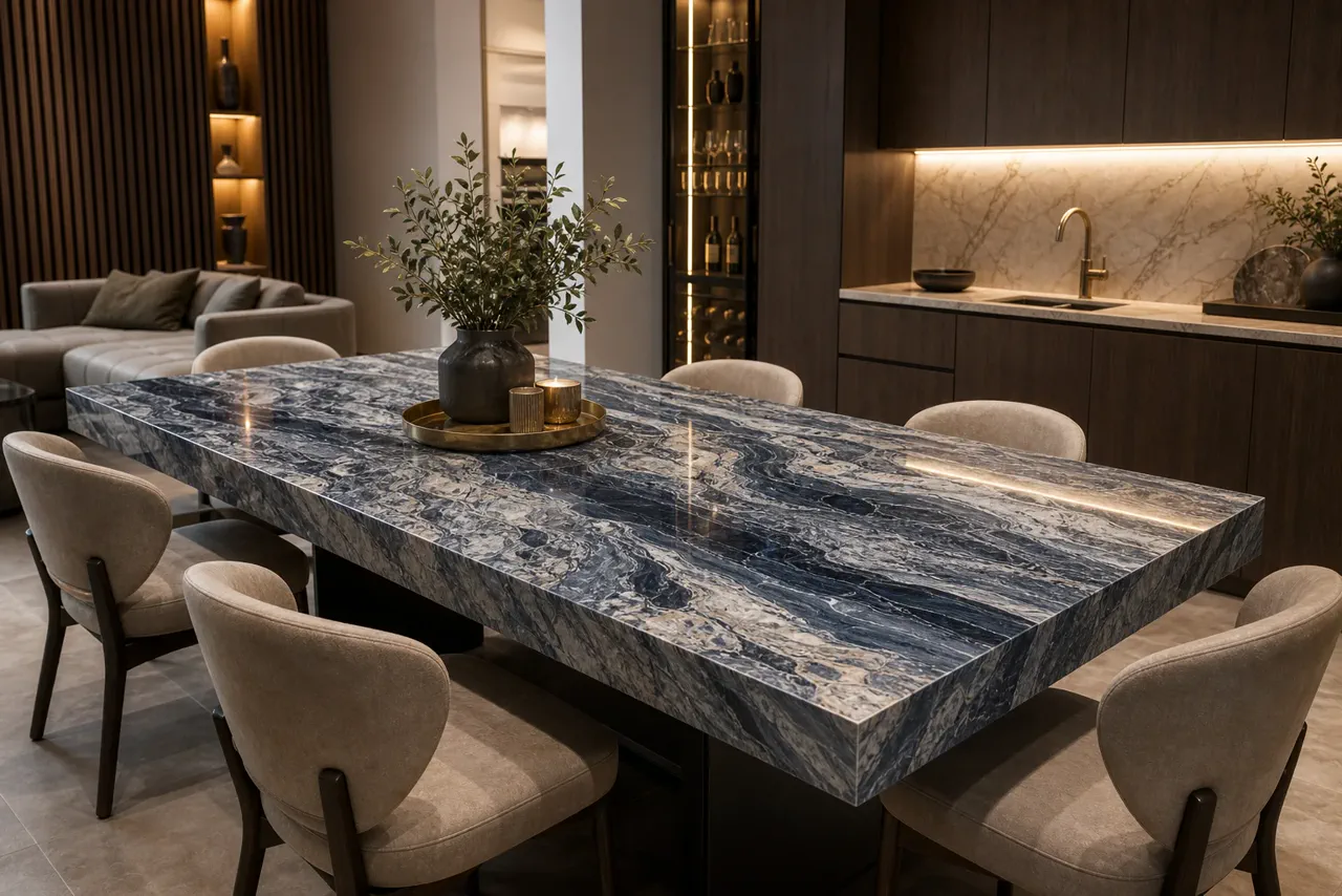 River Blue Statement Dining Table